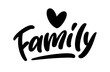 Family - hand drawn lettering. Modern calligraphy text. Vector typography design.