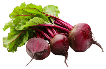 Wall Mural - Fresh beetroots with leaves isolated on transparent background