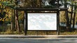 © JK_kyoto - Positioned at a quaint bus stop, the creative white blank mockup targets local commuters effectively, white blank poster billboard Sharpen with large copy space