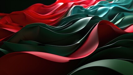 The abstract picture of the two colours of red and green colours that has been created form of the waving shiny smooth satin fabric that curved and bend around in this beauty abstract picture. AIGX01.