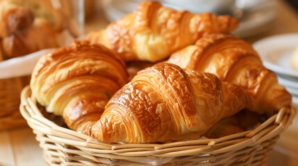 Poster - a basket of croissants on a table