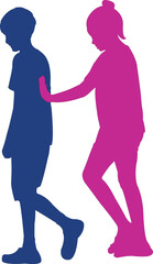 Poster - children playing together, body silhouette vector