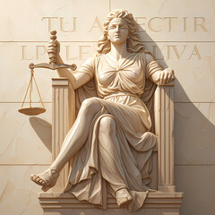 Premium Image: Lady Justice Statue in Stone, Emblematic of Equity and Justice.