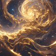 Bright and Beautiful Nebula-Inspired Artwork with Golden Dust Waves