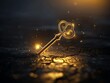© Apaporn - A golden key glowing in the dark.