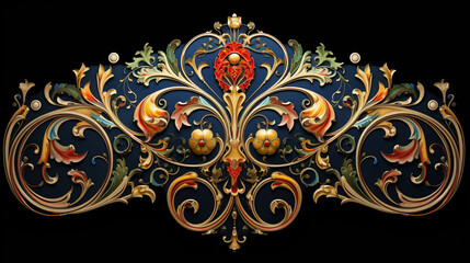  Indian motif Mughal flower, ornament symmetrical along two axes Palekh style, Russian style