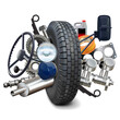 Vector Auto Parts with Black Truck Tire