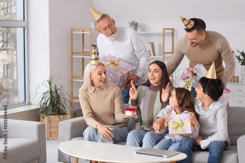 Big family celebrating Birthday at home