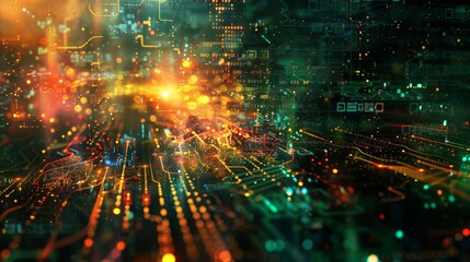 Wall Mural - digital background for tech, ai, data, audio and graphics