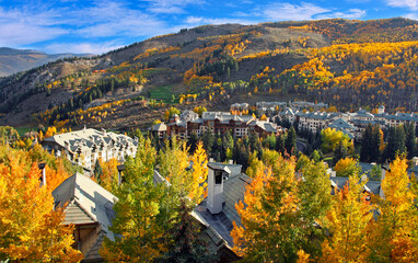 Wall Mural - autumn in beaver creek, colorado, with rows of vacation condos