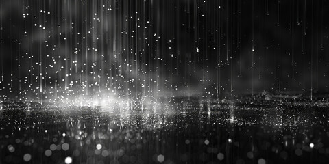 Monochrome streaming binary code falling like rain