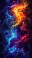 Wall Mural - A colorful galaxy with a blue and orange spiral