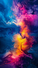 Wall Mural - A colorful painting of a galaxy with a blue swirl in the middle