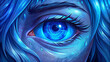 cold blue eye of the girl close up illustration