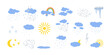 © Contes de fée  - Weather elements set sun, wind, rain, fog, clouds cute hand drawn doodle minimalist vector illustration, simple symbol to describe weather, environment, climate cartoon object, weather forecast image