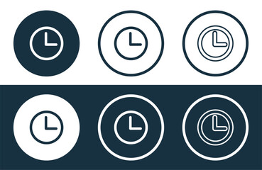 Set of Clock icons isolated flat and outline style vector illustration