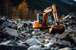 © ako-photography - Excavator working in the construction site on the background of the forest