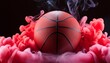 a basketball surrounded by red smoke on a black background original and creative shot ai