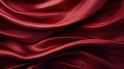 Wall Mural - Close-up of a textured, flowing green satin fabric with smooth waves and curves.