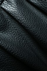 Wall Mural - Black natural leather as background, top view