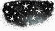 © Pauline - stars shape vector illustration shiny effect on starry sky for christmas or birthday in style of hand drawn black doodle on white background celestial night silhouette textured grunge sketch