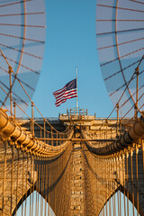 United states flag in Brooklin bridge.