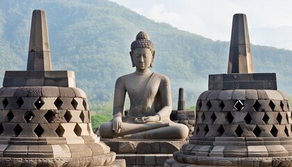 Wall Mural - buddha statue at the borobudor temple in java indonesia