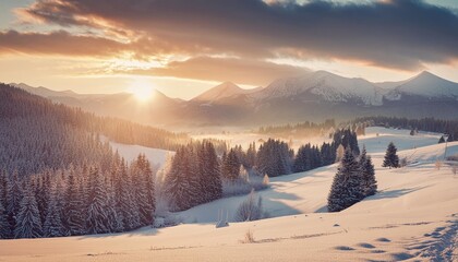 Wall Mural - winter scenic sunrise