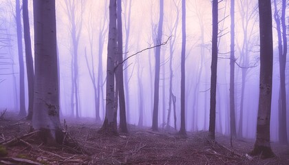 Wall Mural - halloween haunted forest spooky illustration horror fear scary landscape mist mystery halloween haunted forest spooky