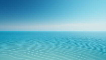 Wall Mural - A simple horizon line where the turquoise sea meets a sky blue background, minimalistic 