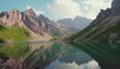 summer mountain landscape in the alps with rugged peaks reflecting in alpine lake