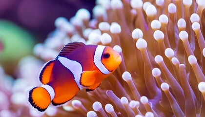 macro photography of nemo fish at the beautiful anemon