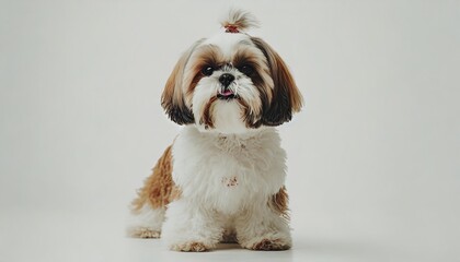 Wall Mural - cute shih tzu full body on white background