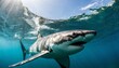 great white shark near by water surface underwater wildlife shot