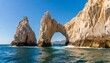 closeup view of the arch and surrounding rock formations at lands end in cabo san lucas baja california sur mexico