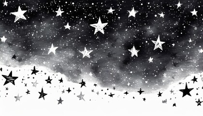 Wall Mural - stars shape vector illustration shiny effect on starry sky for christmas or birthday in style of hand drawn black doodle on white background celestial night silhouette textured grunge sketch