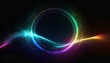 © Marsha - vector abstract circles lines wavy in round frame colorful spectrum light isolated on black background with empty space for text in concept technology digital music science