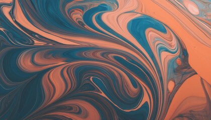 Wall Mural - abstract marbling oil acrylic paint background illustration art wallpaper orange blue color with liquid fluid marbled paper texture banner painting texture