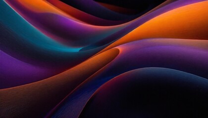 Poster - a purple orange and blue abstract grainy background smooth curves light black and orange emotive abstractions color field explorations free flowing and fluid lines reflective surfaces