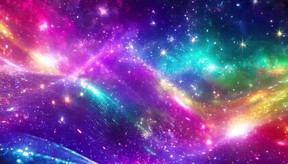 Wall Mural - unique holographic vivid iridescent waves with sparkling stars ideal for fantasy and vibrant backdrop visuals abstract background with waves