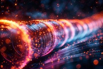 Wall Mural - captivating abstract representation of intense luminous particle waves in a continuous dynamic motio