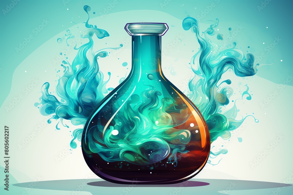 Potion Deep A beautiful digital painting of a potion in a glass flask. The potion ...