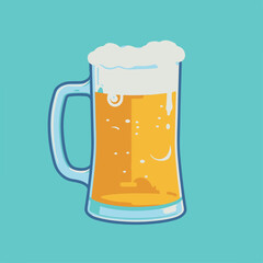 Wall Mural - Beer mug with foam in cartoon, doodle style. Image for t-shirt, web, mobile apps and ui. Isolated 2d vector illustration in logo, icon, sketch style, Eps 10. AI Generative