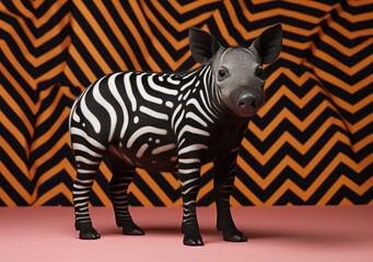 Sticker - Zebra standing in front of vibrant abstract background