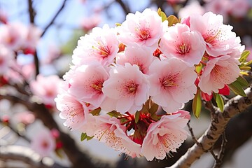 Wall Mural - Vibrant pink cherry blossoms in full bloom