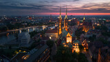 Fototapeta Na sufit - Evening view of the historic part of Wroclaw, Poland,