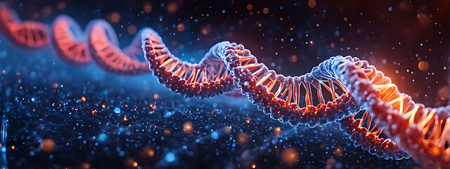 Canvas Print -  DNA gene background science helix cell genetic medical biotechnology biology bio. Technology gene DNA abstract molecule medicine blue 3D background research digital futuristic human concept health 