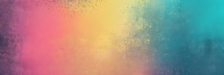 Wall Mural - Colorful pink, yellow and turquoise gradient noisy grain background texture