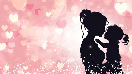 Wall Mural - Silhouette of mother's love for child