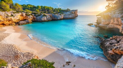 Natural beach calo des moro, Mallorca, Majorca, Spain